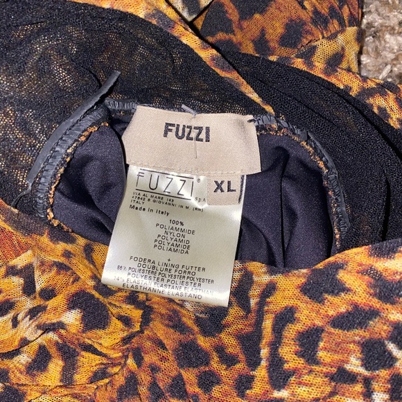 FUZZI Jean Paul Gaultier Dress Long Sleeve Ruched Animal Print XL - Picture 2 of 5